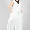 Striped Dye Effect Overalls with V Back in Star White