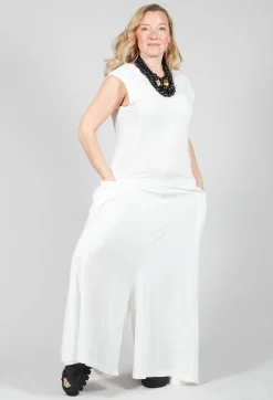 Striped Dye Effect Overalls with V Back in Star White