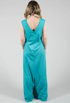 Striped Dye Effect Overalls with V Back in Aqua