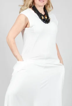 Striped Dye Effect Overalls with V Back in Star White