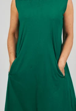 Striped Dye Effect Overalls with V Back in Green