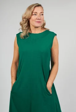 Striped Dye Effect Overalls with V Back in Green