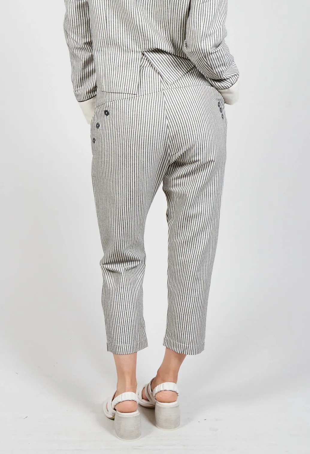 Striped High Waisted Peg Trousers in Unique
