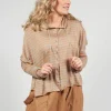 Striped Hooded Cardigan in Pottery