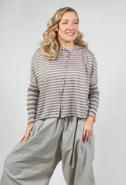 Striped Hooded Cardigan in Green