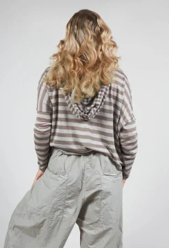 Striped Hooded Cardigan in Green