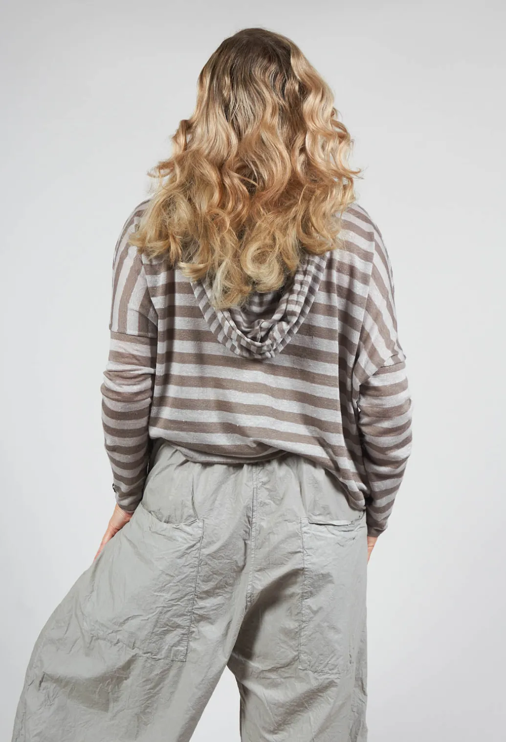 Striped Hooded Cardigan in Green