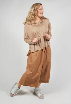 Striped Hooded Cardigan in Pottery