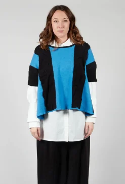 Striped Knitted Top in Black / Blue