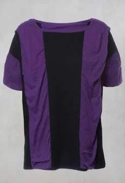 Striped Knitted Top in Black / Purple