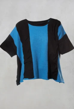 Striped Knitted Top in Black / Blue