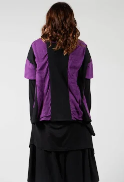 Striped Knitted Top in Black / Purple