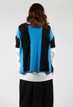 Striped Knitted Top in Black / Blue