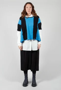 Striped Knitted Top in Black / Blue