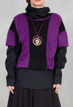 Striped Knitted Top in Black / Purple