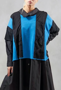 Striped Knitted Top in Black / Blue