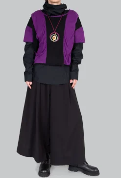 Striped Knitted Top in Black / Purple