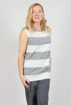 Striped Linen Blouse in Milk/Black