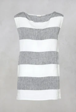 Striped Linen Blouse in Milk/Black