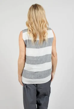 Striped Linen Blouse in Milk/Black