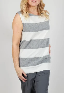 Striped Linen Blouse in Milk/Black