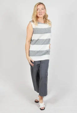 Striped Linen Blouse in Milk/Black