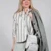 Striped Mandarin Collared Shirt