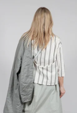 Striped Mandarin Collared Shirt