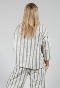 Striped Mandarin Collared Shirt