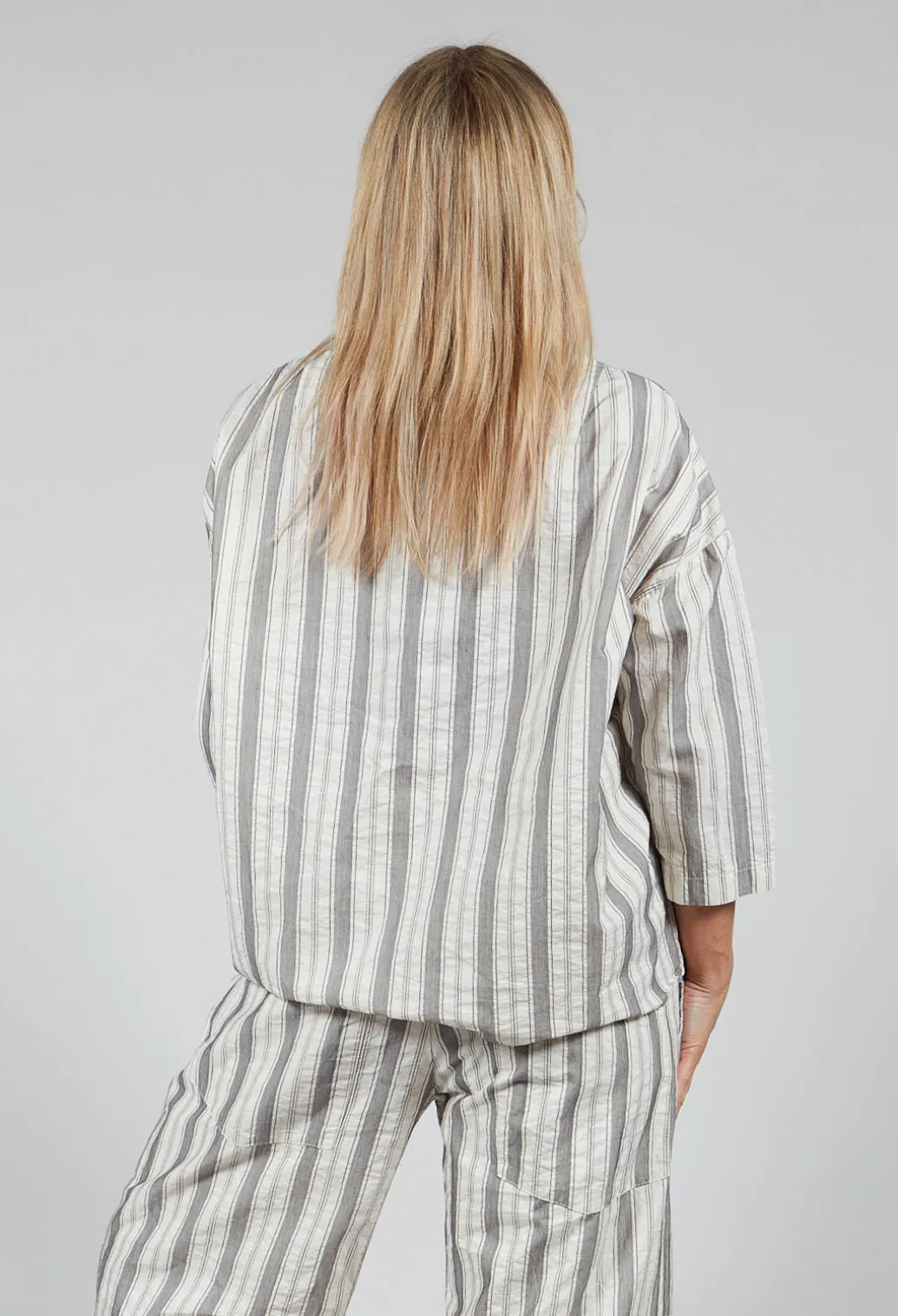 Striped Mandarin Collared Shirt