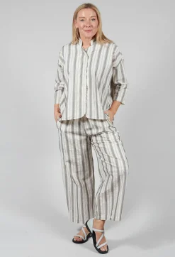 Striped Mandarin Collared Shirt