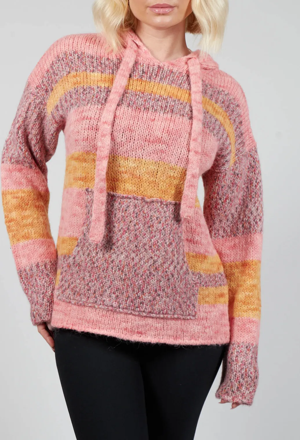 Striped Melange Sweatshirt in Pink
