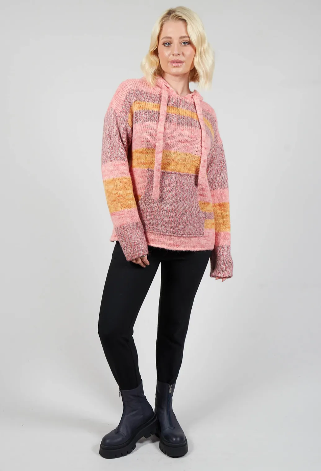 Striped Melange Sweatshirt in Pink
