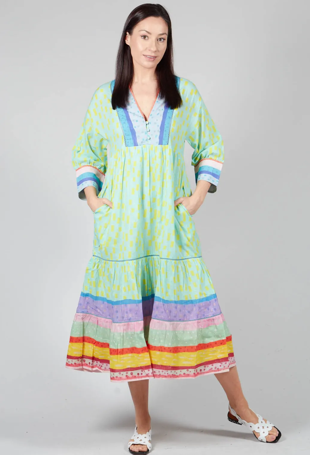 Striped Pattern Dress In Blue