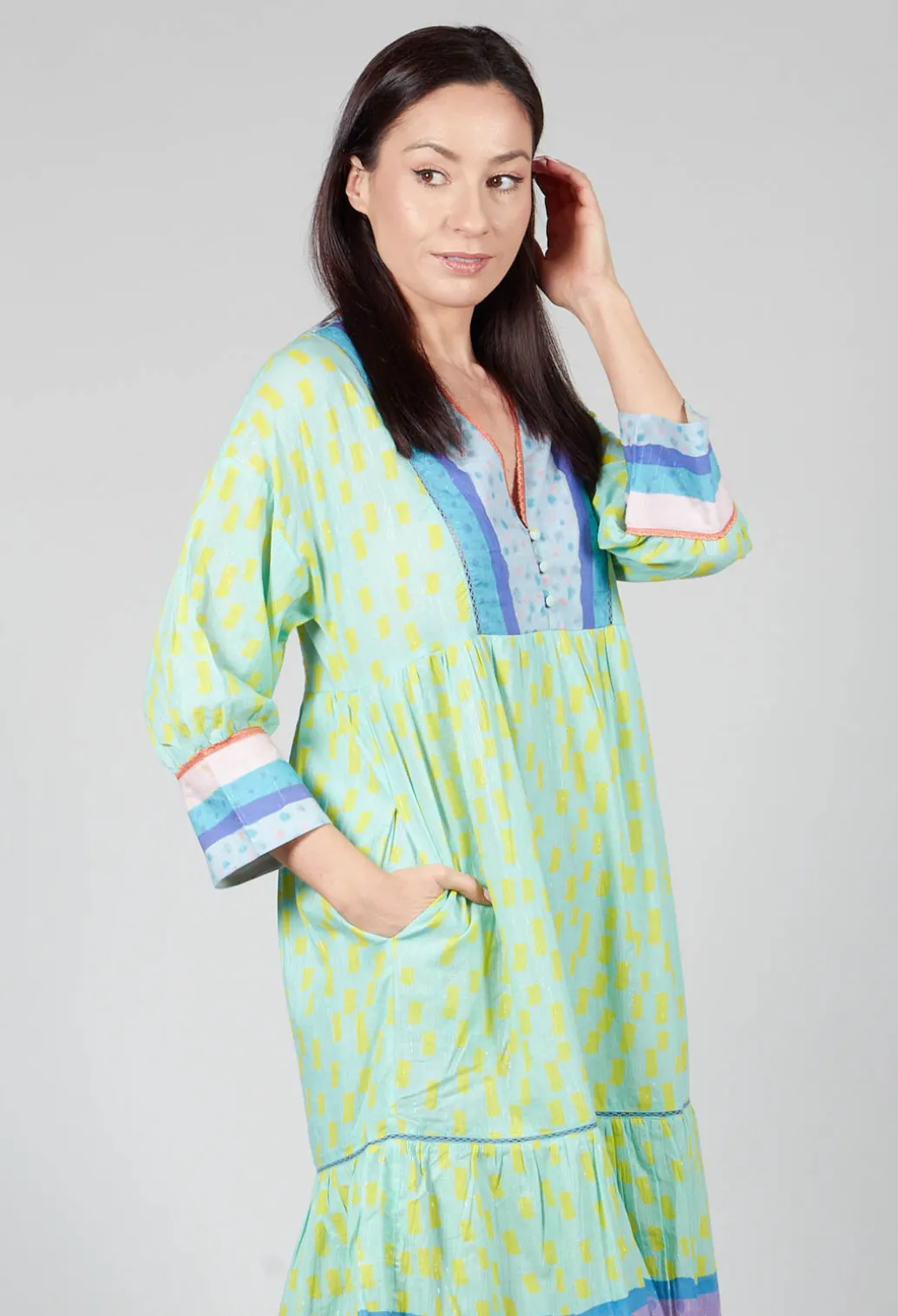 Striped Pattern Dress In Blue