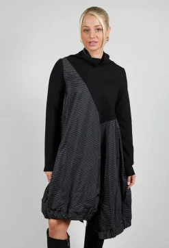 Striped Pinu Dress in Black and White
