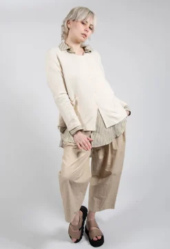 Striped Pleated Back Shirt in Riga Avocado