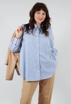 Striped Shirt in Off White and Antacite