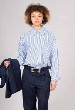 Striped Shirt in Off White and Blue