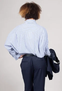 Striped Shirt in Off White and Blue