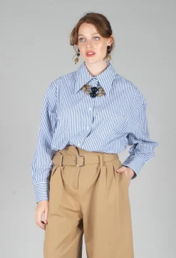 Striped Shirt in Off White and Blue