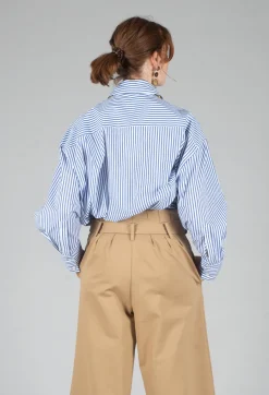 Striped Shirt in Off White and Blue