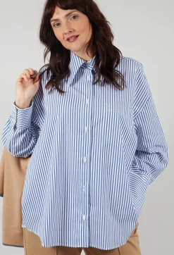 Striped Shirt in Off White and Antacite