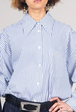 Striped Shirt in Off White and Blue