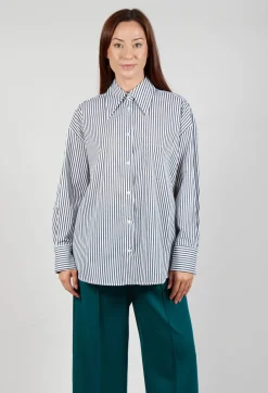 Striped Shirt in Off White and Antacite