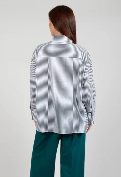 Striped Shirt in Off White and Antacite