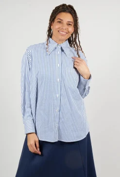 Striped Shirt in Off White and Blue