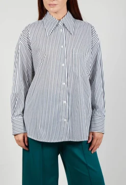 Striped Shirt in Off White and Antacite