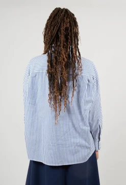 Striped Shirt in Off White and Blue