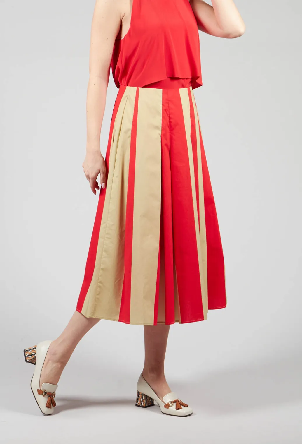 Striped Skirt in Line Print